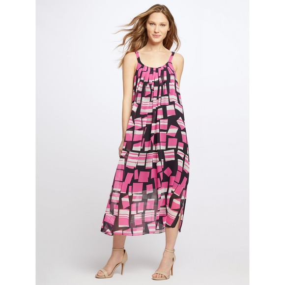 Nic + Zoe Block Party Dress Maxi Midi Pink Black Grey Geometric Print Flowy 2X - Picture 3 of 16